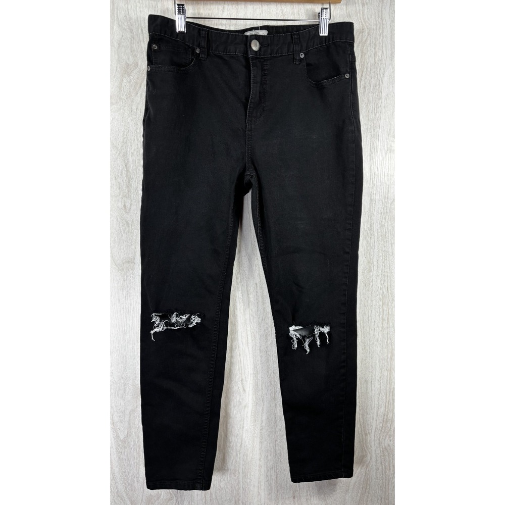 Free People Skinny Jeans Women's 31 Black Distressed Ankle Stretch Denim - Picture 2 of 7